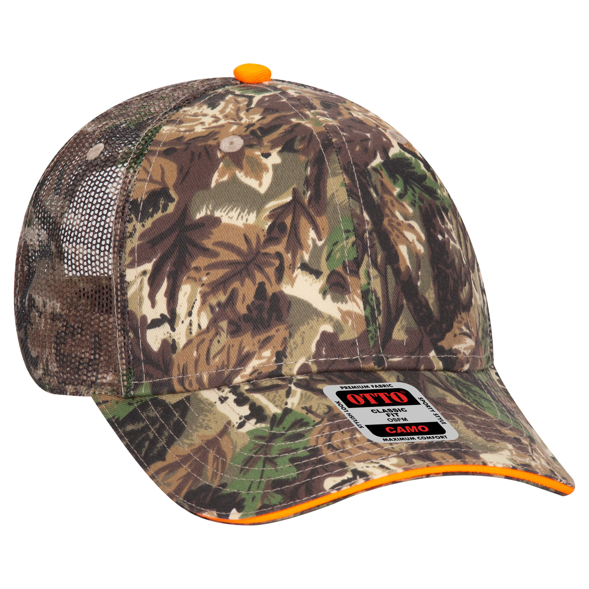 OTTO CAP® Camouflage 6 Panel Low Profile Mesh Back Trucker Hat