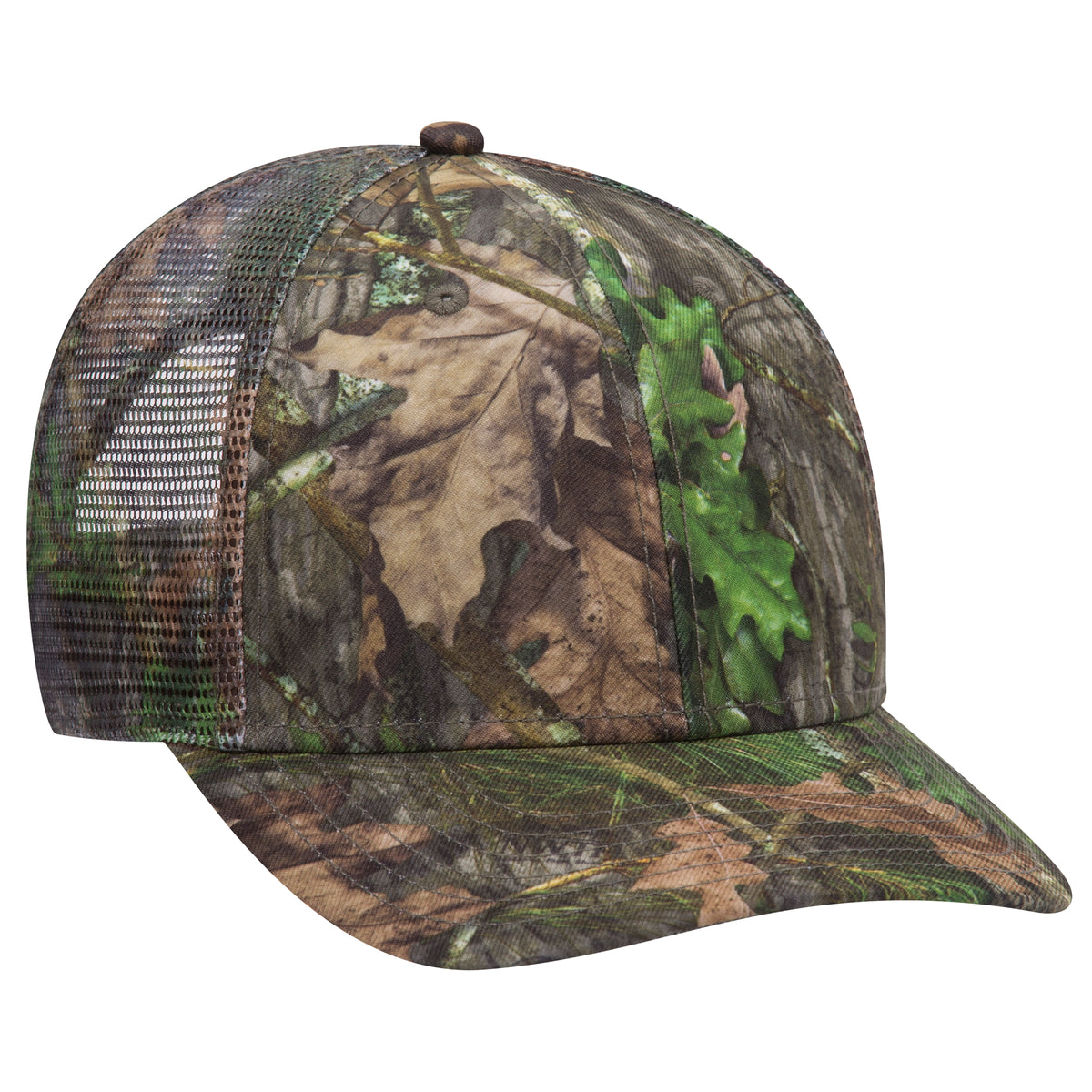 OTTO CAP® Mossy Oak Camouflage Superior Polyester Twill 6 Panel Low Profile Mesh Back Trucker Hat