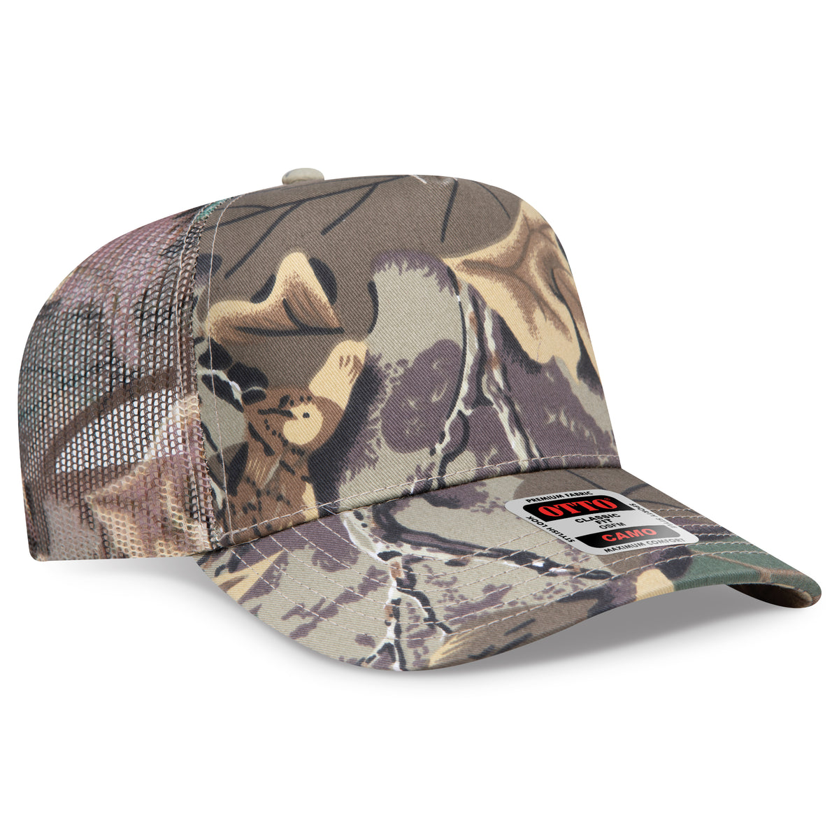 OTTO CAP® Camouflage 5 Panel Mid Profile Mesh Back Trucker Hat