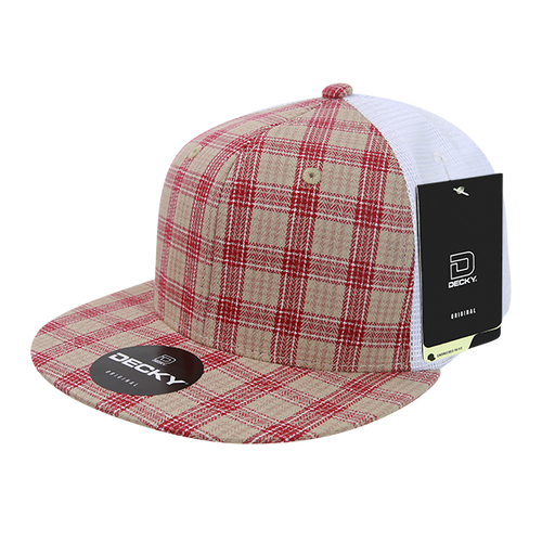6 Panel High Profile Structured Plaid Trucker