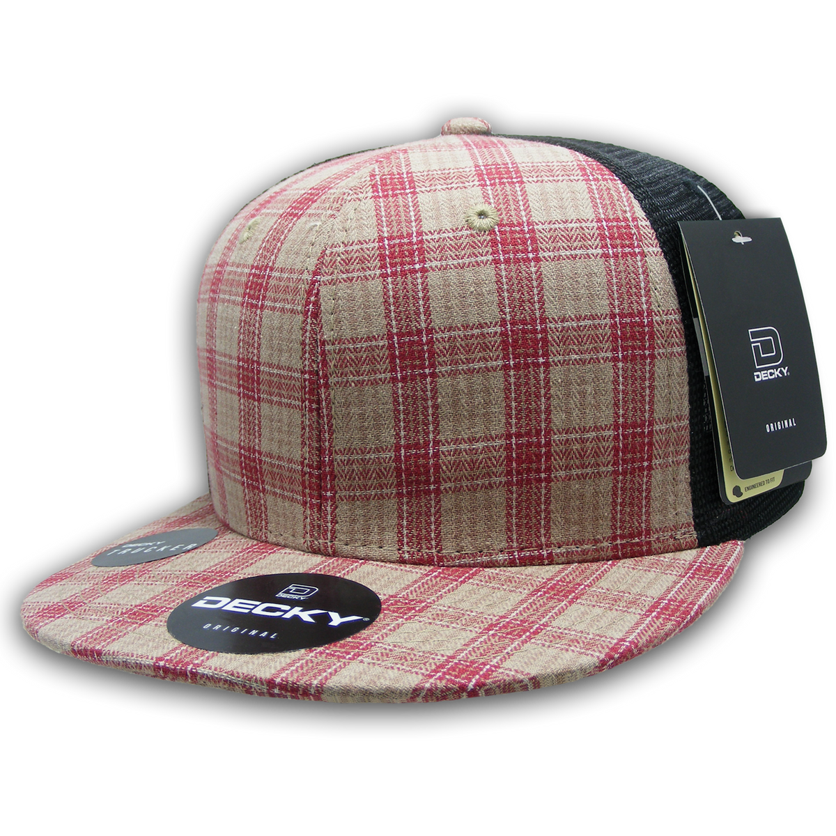 6 Panel High Profile Structured Plaid Trucker