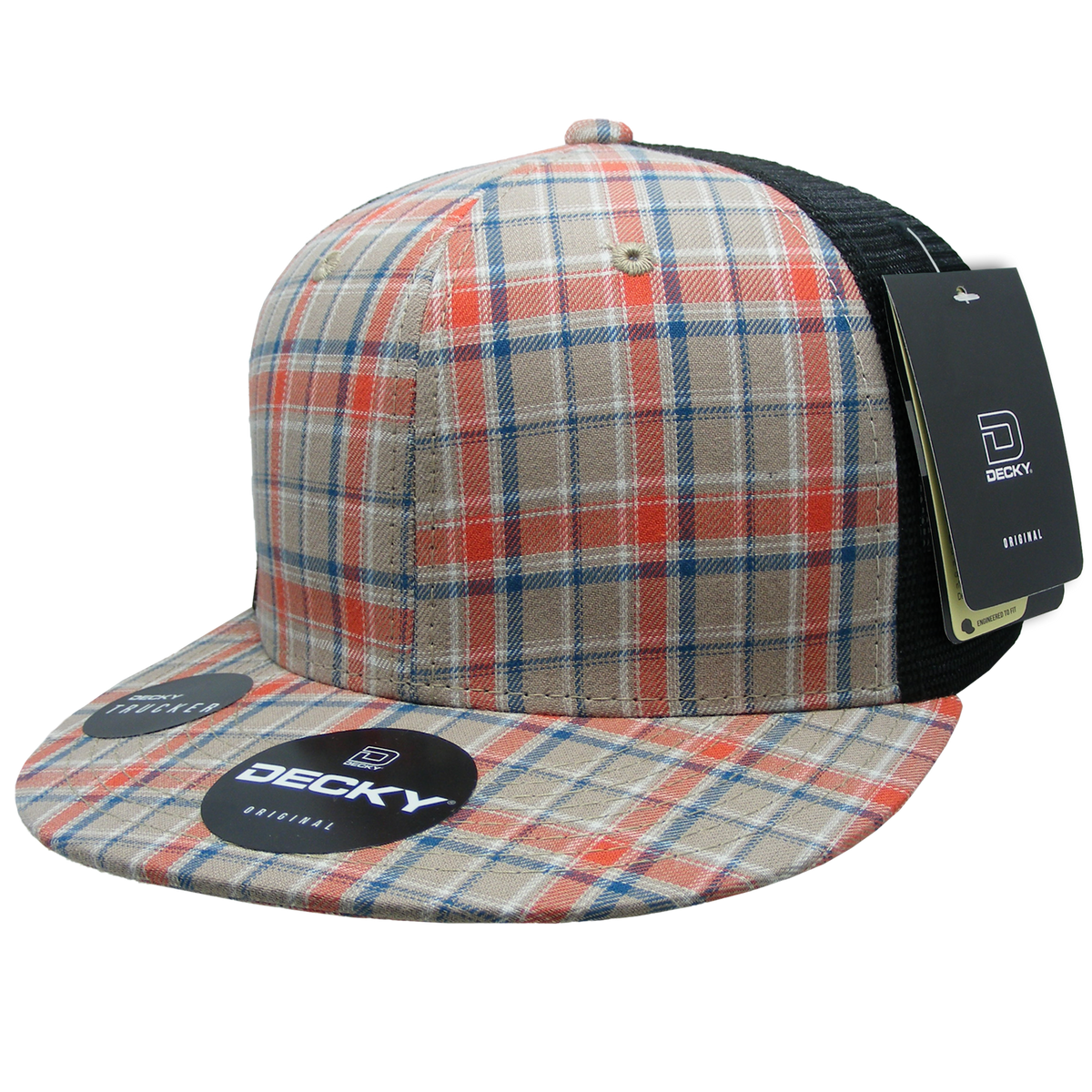 6 Panel High Profile Structured Plaid Trucker