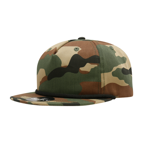 5 Panel High Profile Relaxed Camo Rope Hat