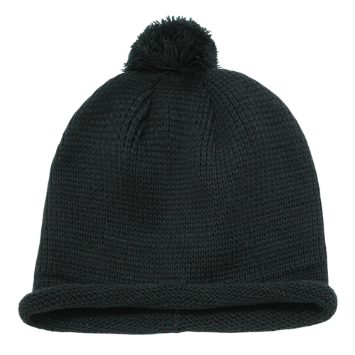 Solid RollUp Beanie w/PomPom