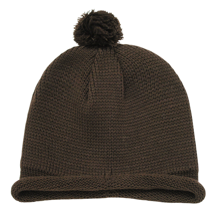 Solid RollUp Beanie w/PomPom
