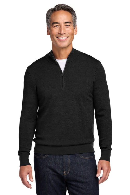 Brooks Brothers ®  Washable Merino Birdseye 1/4-Zip Sweater BB18412