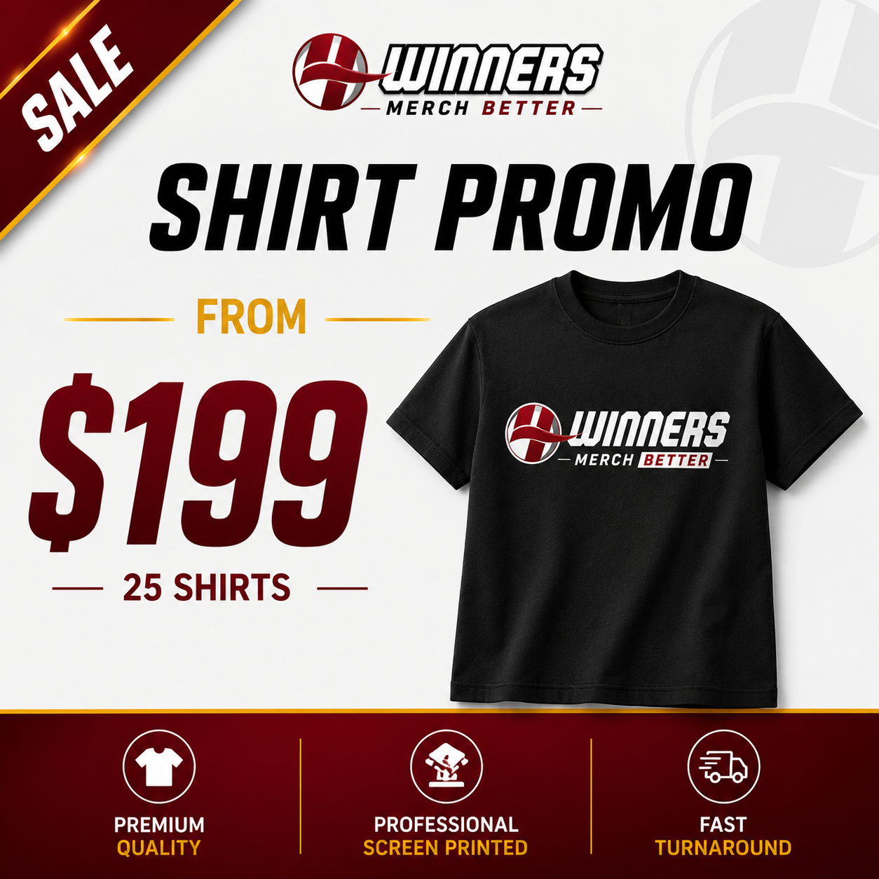 25 Custom T-Shirts | Your Logo | $199