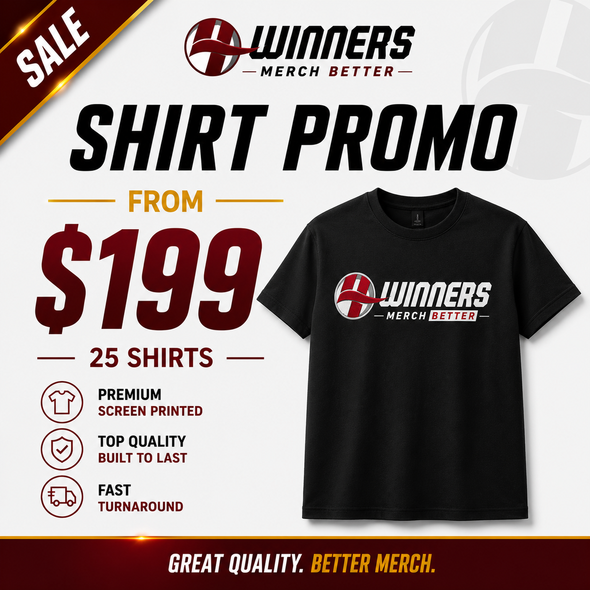 25 Custom T-Shirts | Your Logo | $199