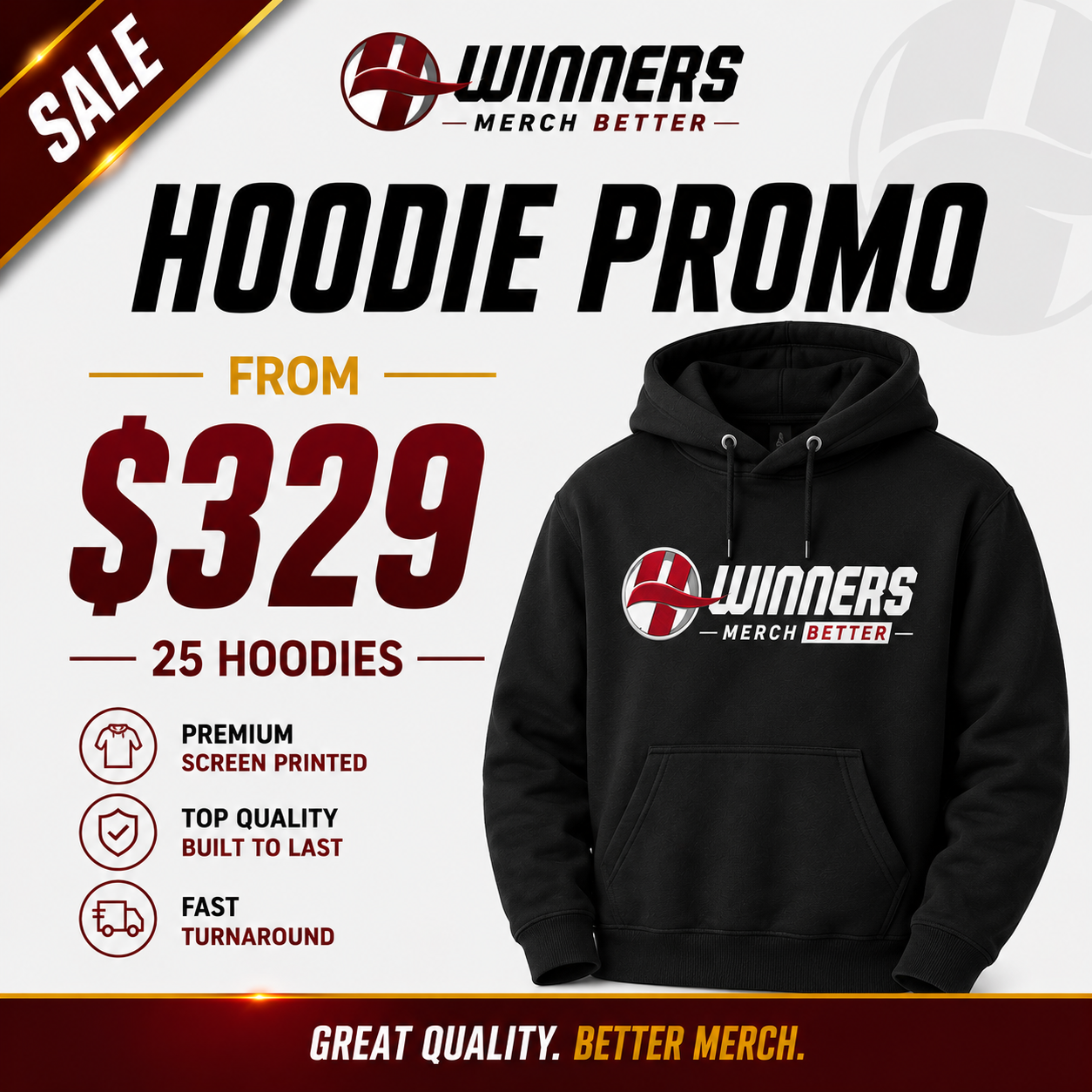 25 Custom Hoodies | Your Logo | From $329