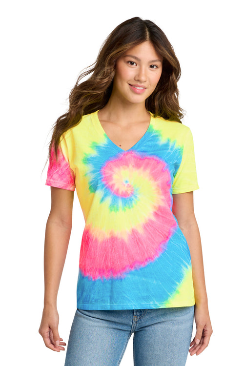 Port & Co ®  Women's Tie-Dye V-Neck Tee.  LPC147V