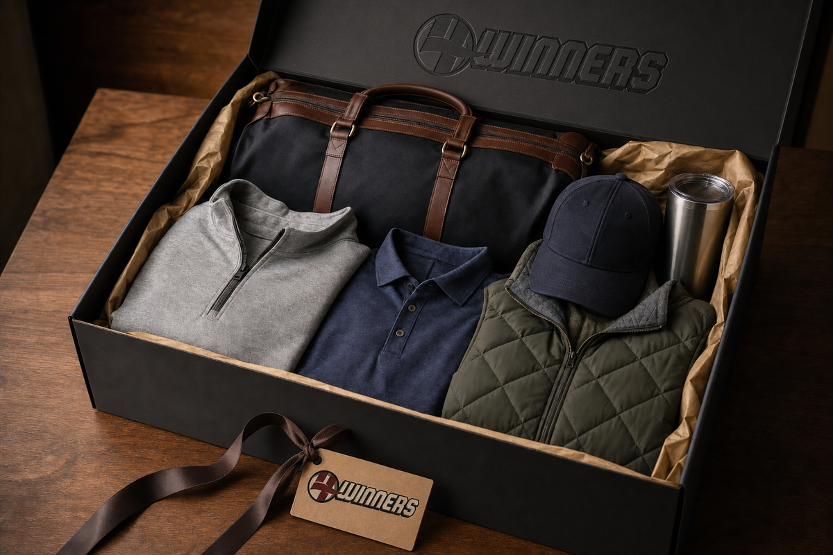 Custom Portfolio Gift Box with 4Winners branding — concept preview (AI-generated)