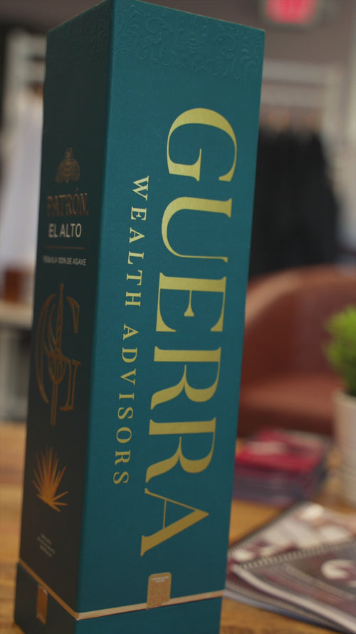 Custom Portfolio Gift Box — real branded gift box video (Guerra Wealth Advisors, Patrón El Alto)