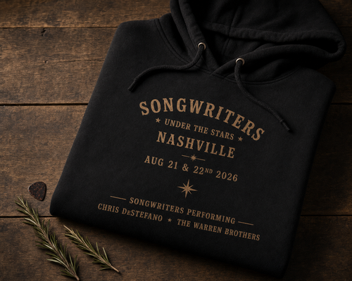 Songwriters Under The Stars Hoodie — styled concept flat-lay (AI-generated preview)