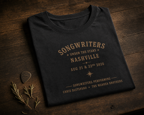 Songwriters Under The Stars Ladies Cut — styled concept flat-lay (AI-generated preview)