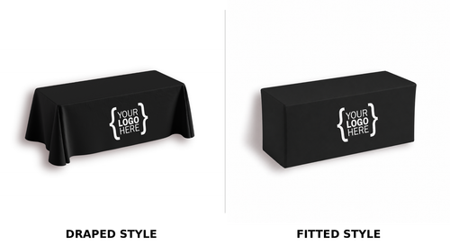 Draped style vs Fitted style table cover comparison