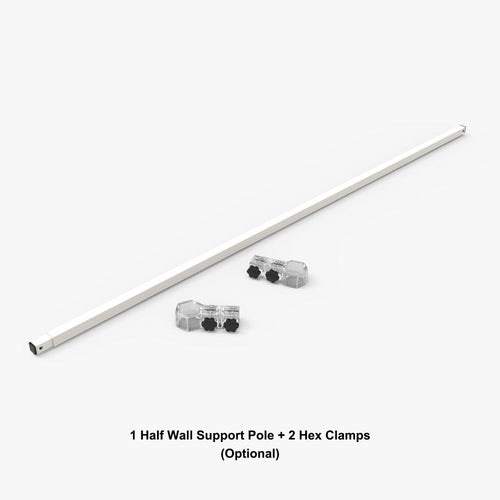 Half wall support pole and hex clamps hardware for pop-up event tent